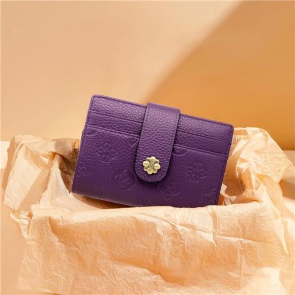 Small Wallet with Zipper Coin Pocket Purple - Picture 7 of 7